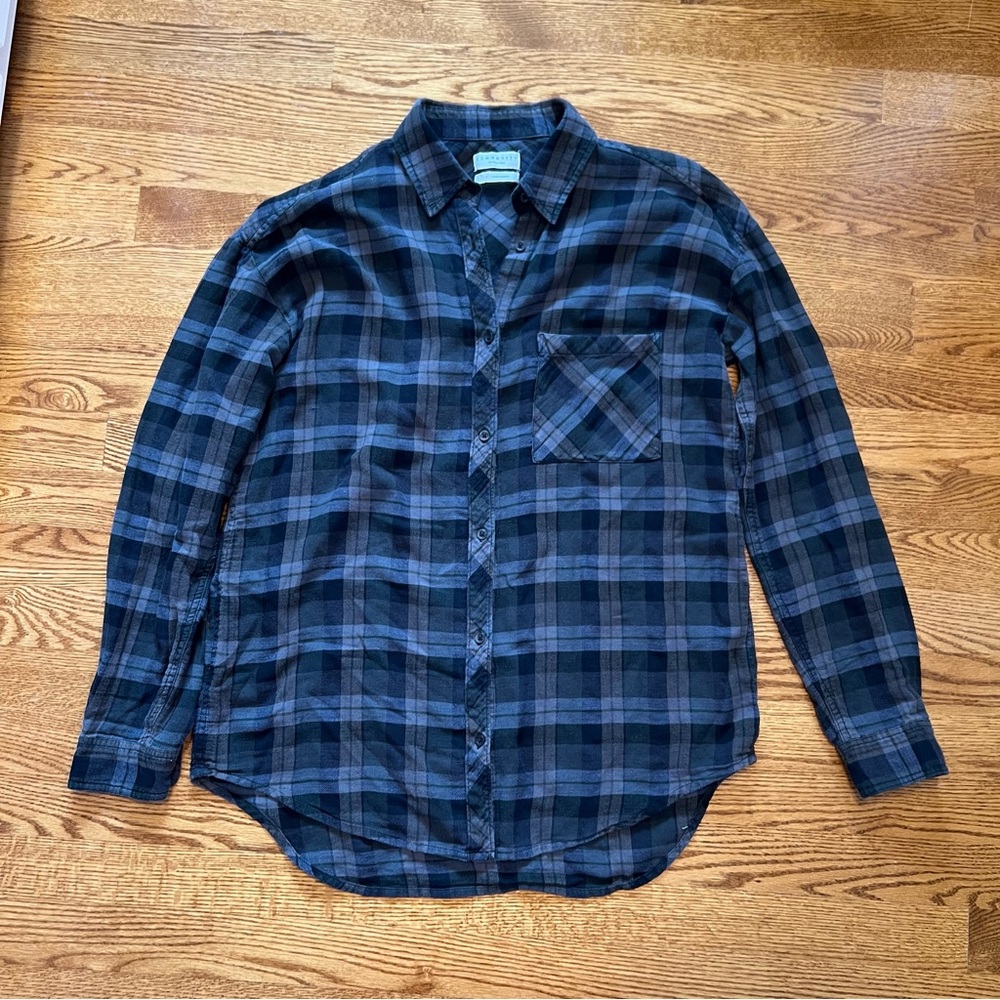 Aritzia Community Linen Cotton Plaid Button Up